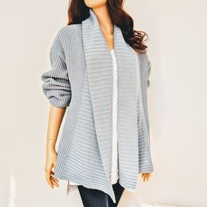 Trouble Rib Overlap Blue Cardigan Medium